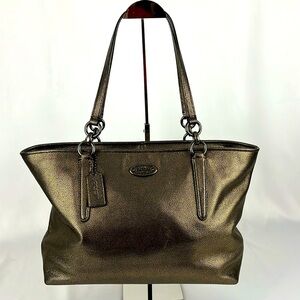 Coach Chicago Ellis Metallic Bronze Pebble Leather Large Tote Bag